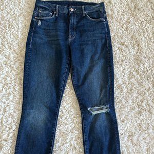 Mother High Waisted Looker Fray Ankle Crop - 27